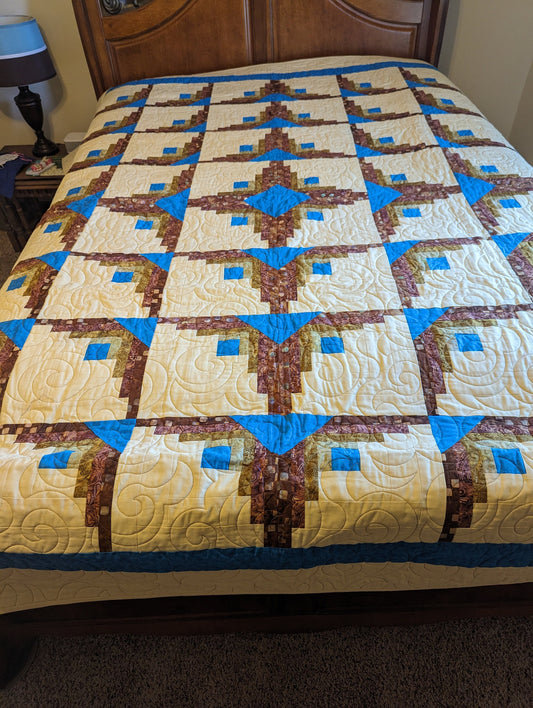 Blue Log Cabin